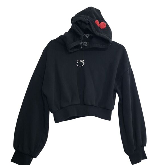 Hello Kitty x Forever 21 Women's Medium Black Cropped Hoodie - Picture 1 of 10